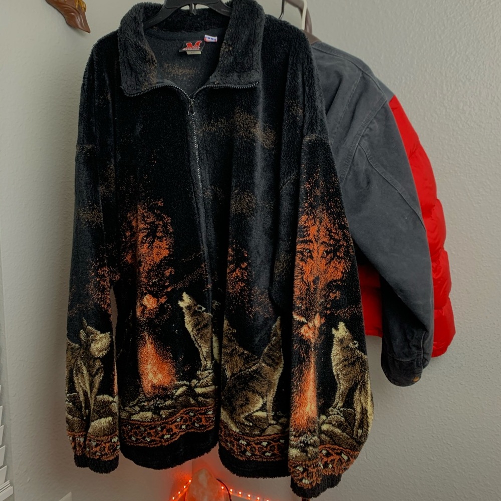 Vintage Wolf Pack Fleece Zip-Up Jacket